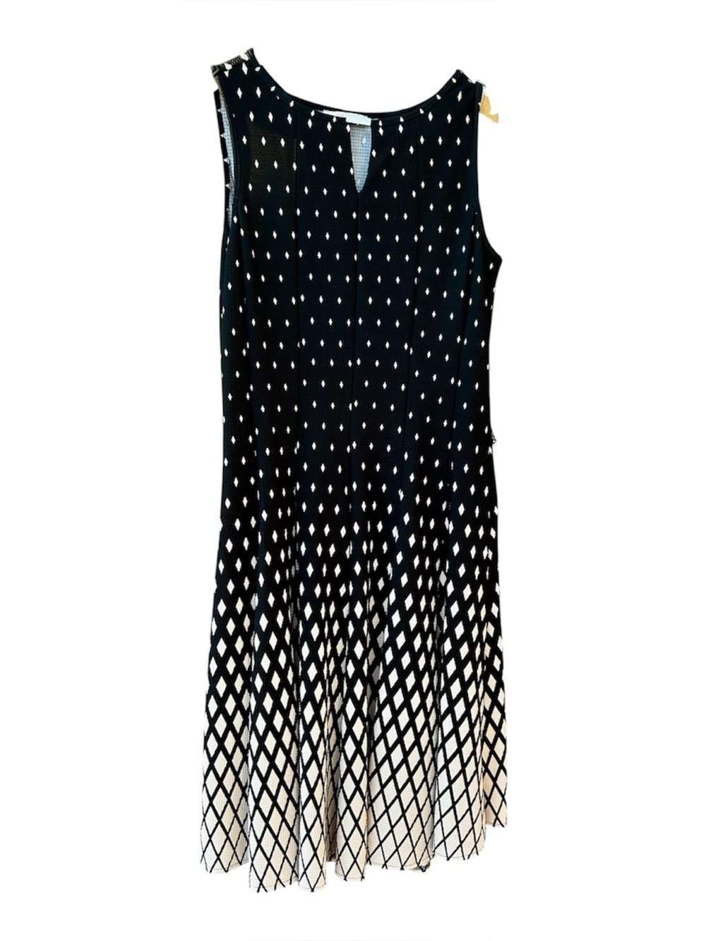 Haani Dress A-Line Black White Geo Fit & Flare Knit Knee Length Day To Night